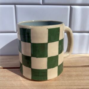 Checkered Green and Cream Mug